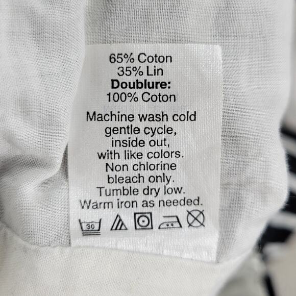 J Crew The Pencil Skirt Womens Sz 2 Black White Striped Cotton Linen Blend Lined - Picture 6 of 7